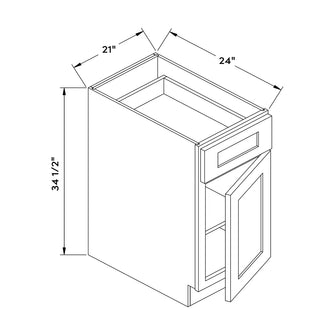 Craft Cabinetry Shaker White 21"W Base Cabinet Image Specifications