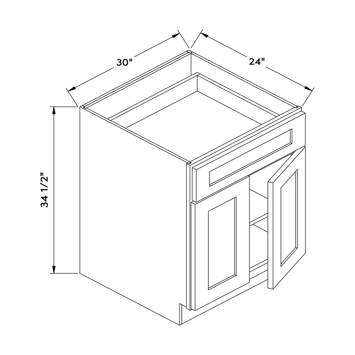 Craft Cabinetry Shaker Gray 30"W Base Cabinet Image Specifications