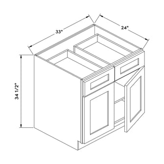 Craft Cabinetry Shaker Gray 33"W Base Cabinet Image Specifications