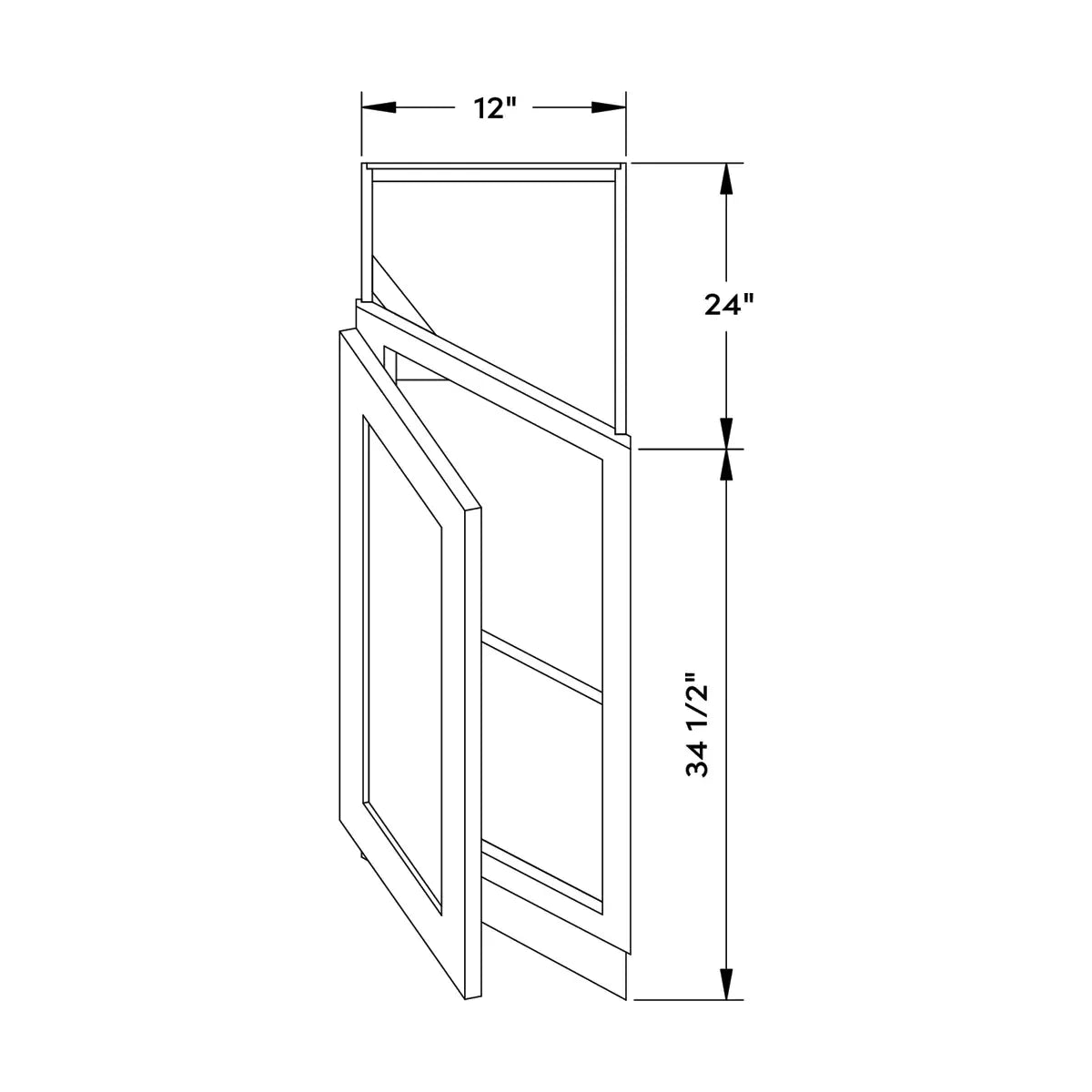 Craft Cabinetry Shaker Rift Oak 12”W Corner Base Cabinet Image Specifications
