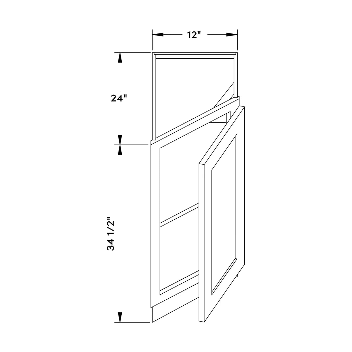 Craft Cabinetry Shaker Rift Oak 12”W Corner Base Cabinet Image Specifications