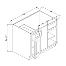 Craft Cabinetry Shaker Rift Oak 42”W Corner Base Cabinet Image Specifications