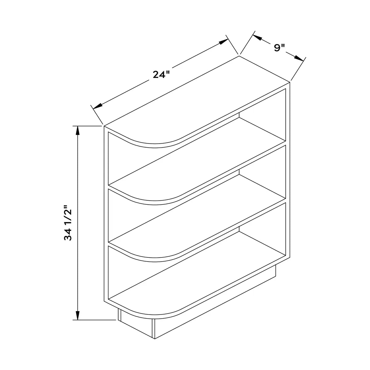 Craft Cabinetry Recessed Panel Gray Stain 9”W Base End Cabinet Image Specifications