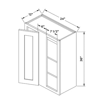 Craft Cabinetry Shaker White 24"W x 36"H Blind Wall Corner Cabinet Image Specifications