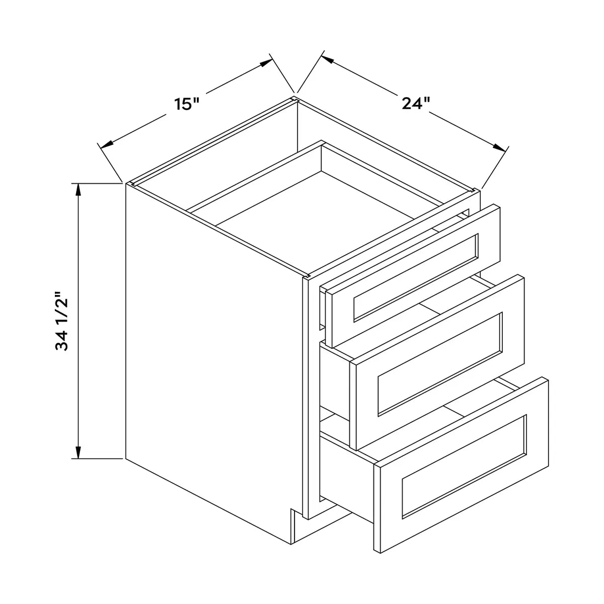 Craft Cabinetry Shaker Rift Oak 15”W Drawer Base Cabinet Image Specifications