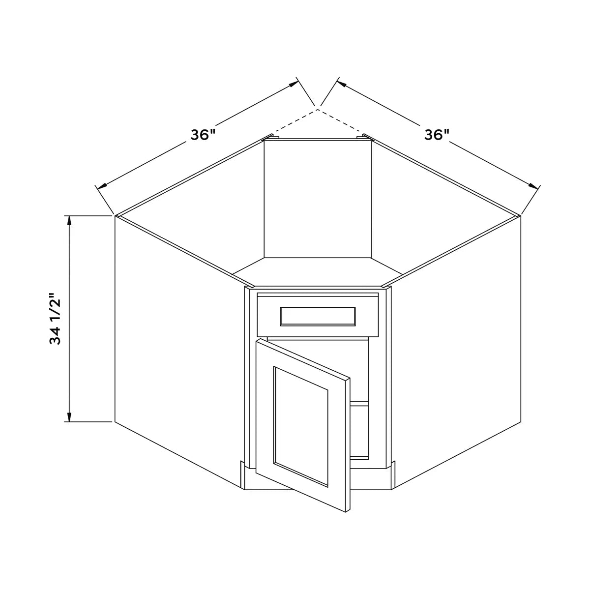 Craft Cabinetry Berkley Pure White 36”W Sink Cabinet Image Specifications