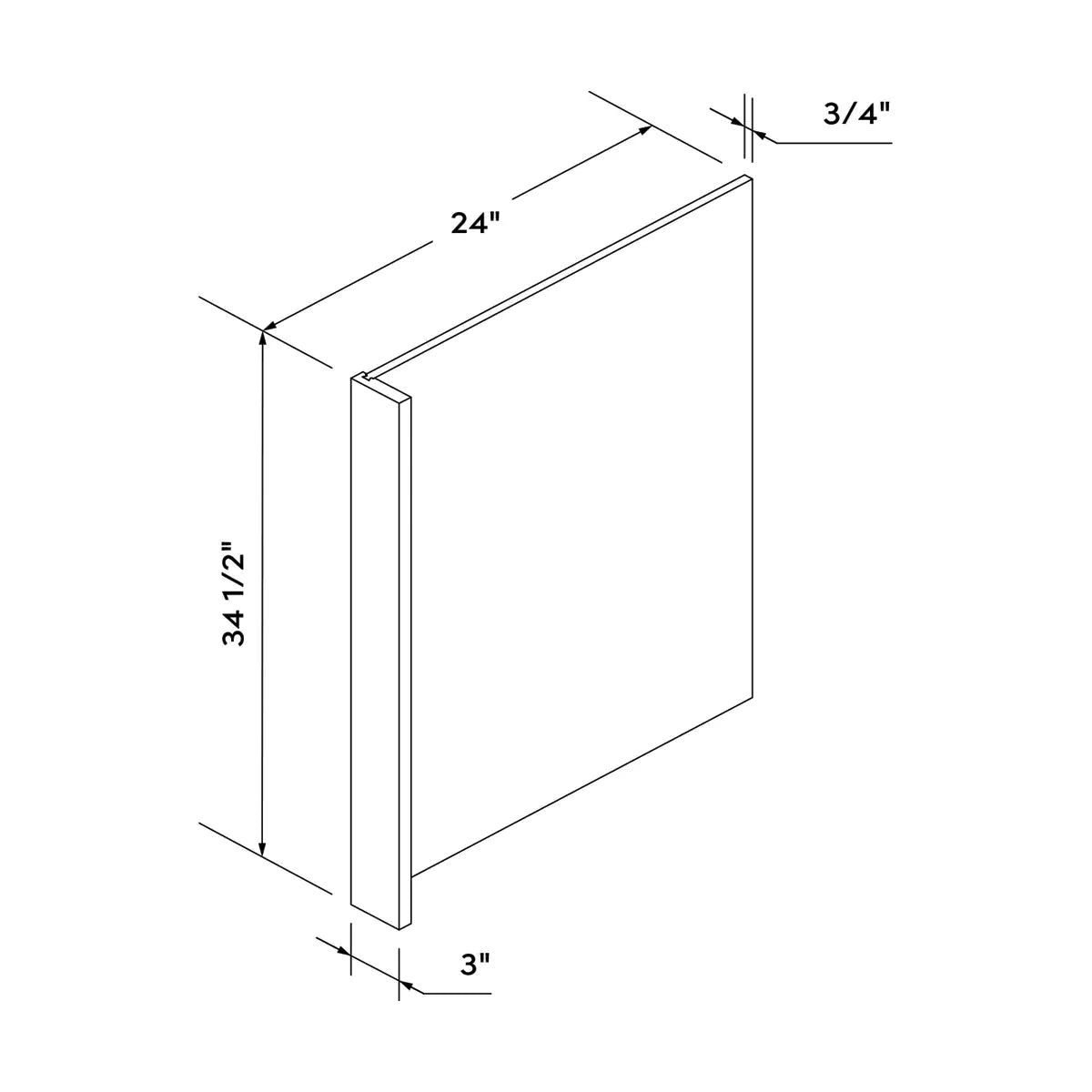 Craft Cabinetry Shaker Black Dishwasher End Panel with 3" Filler Image Specifications