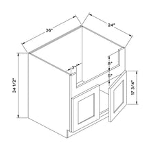 Craft Cabinetry Berkley Pure White 36”W Sink Cabinet Image Specifications