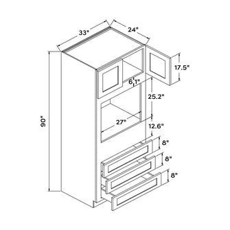 Craft Cabinetry Shaker White 33"W x 90"H Oven Cabinet Image Specifications