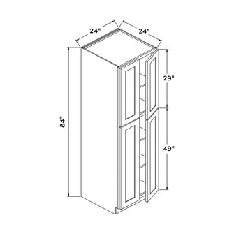 Craft Cabinetry Shaker White 24"W x 84"H Pantry Cabinet Image Specifications