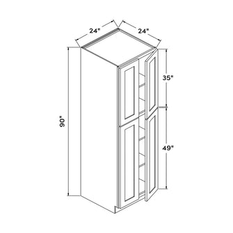 Craft Cabinetry Shaker Gray 24"W x 90"H Pantry Cabinet Image Specifications