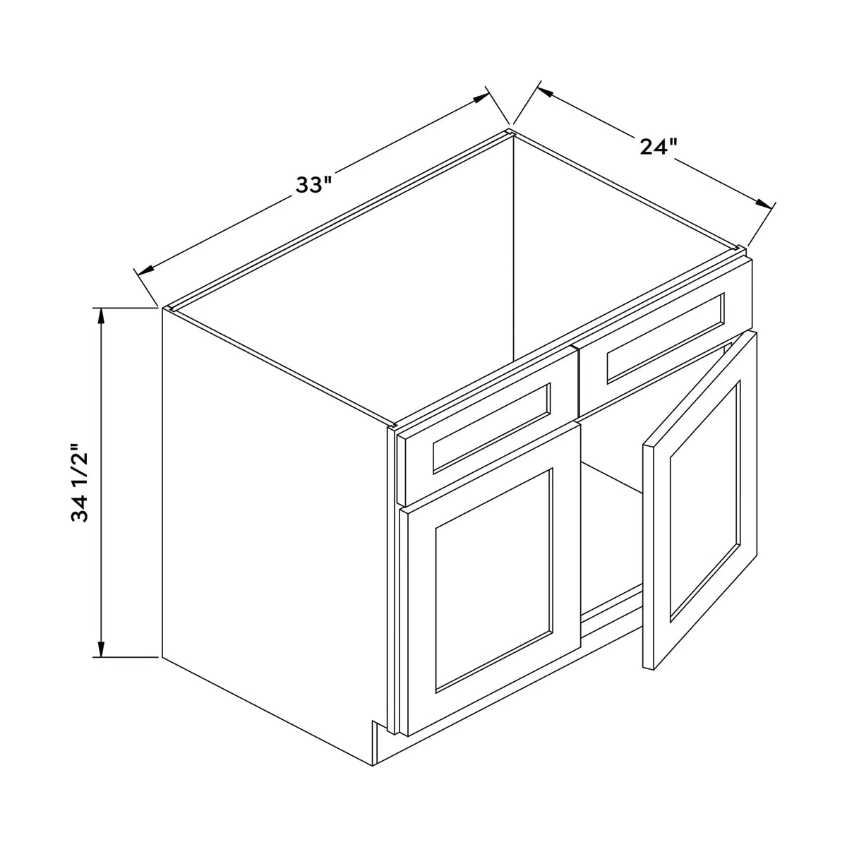 Craft Cabinetry Shaker Aqua 33”W Sink Cabinet Image Specifications