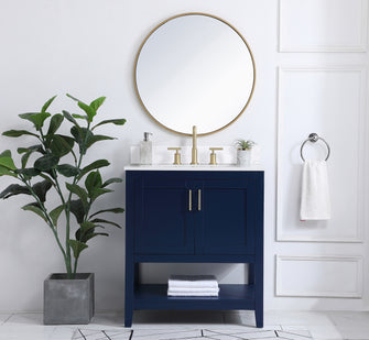 30 Inch Single Bathroom Vanity In Blue With Backsplash