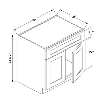 Craft Cabinetry Shaker Gray 30"W Vanity Base Cabinet Image Specifications