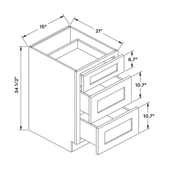 Craft Cabinetry Recessed Panel Gray Stain 15”W Vanity Drawer Base Cabinet Image Specifications