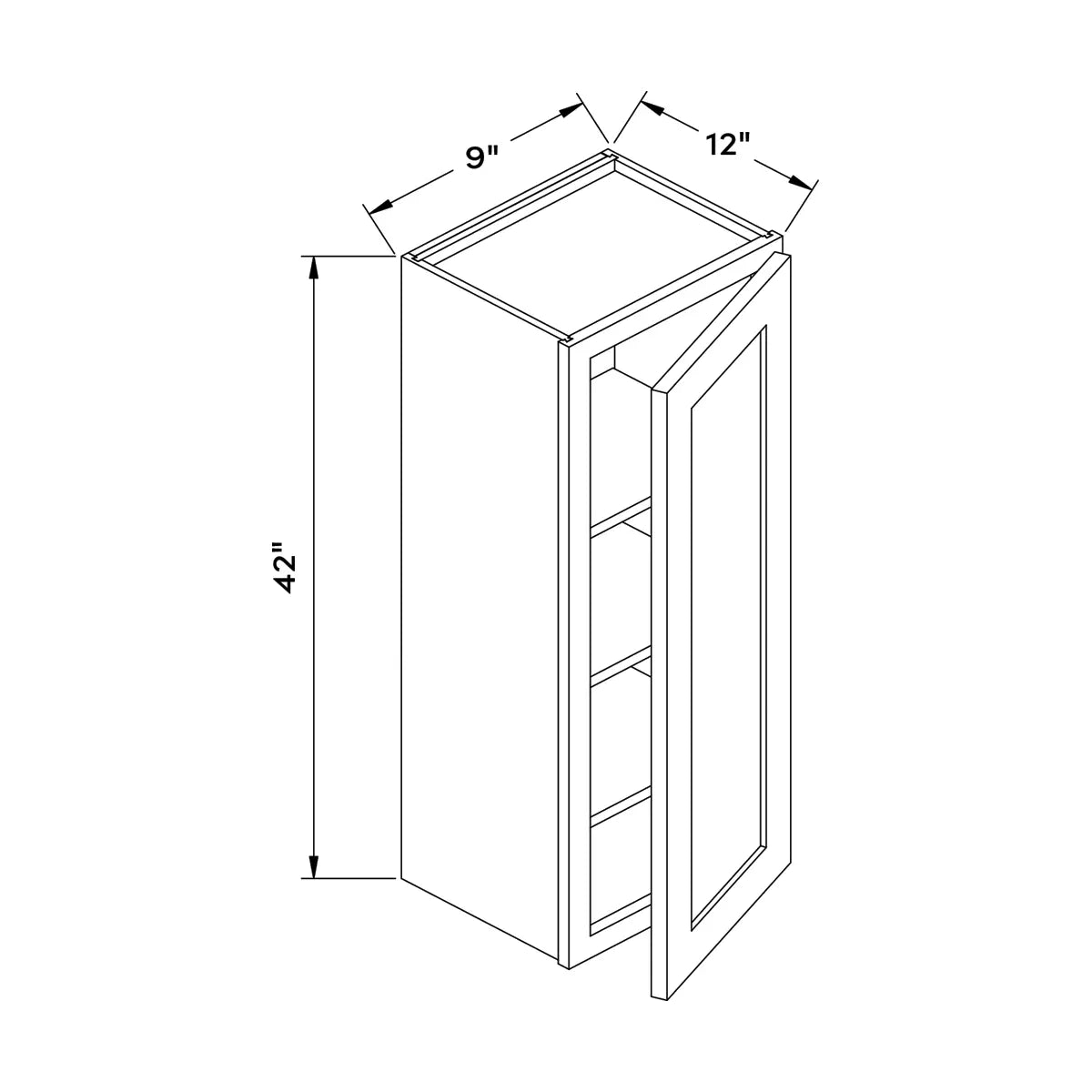 Craft Cabinetry Berkley Pure White 9”W x 42”H Wall Cabinet Image Specifications