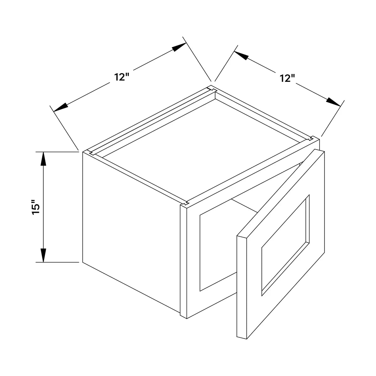 Craft Cabinetry Berkley Pure White 12”W x 15”H Wall Cabinet Image Specifications
