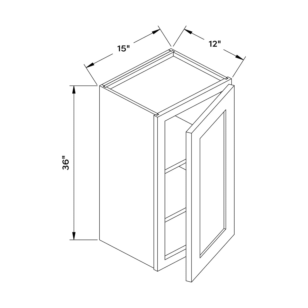Craft Cabinetry Berkley Pure White 15”W x 36”H Wall Cabinet Image Specifications