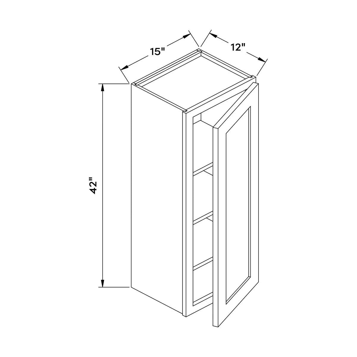 Craft Cabinetry Berkley Pure White 15”W x 42”H Wall Cabinet Image Specifications