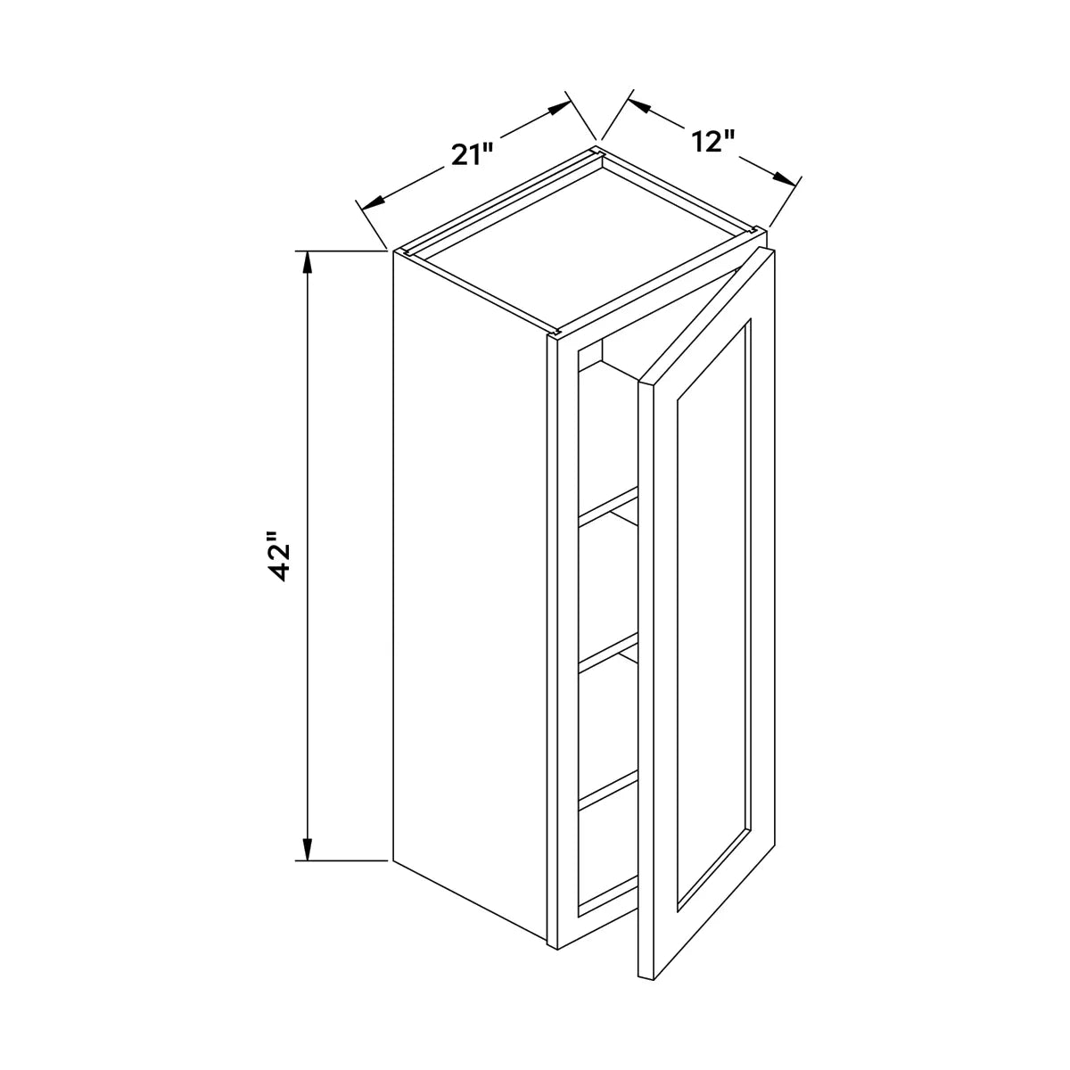 Craft Cabinetry Shaker Rift Oak 21”W x 42”H Wall Cabinet Image Specifications