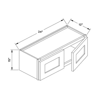 Craft Cabinetry Recessed Panel Gray Stain 24”W x 15”H Wall Cabinet Image Specifications