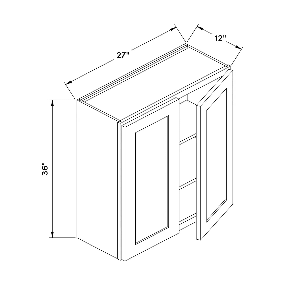 Craft Cabinetry Berkley Pure White 27”W x 36”H Wall Cabinet Image Specifications