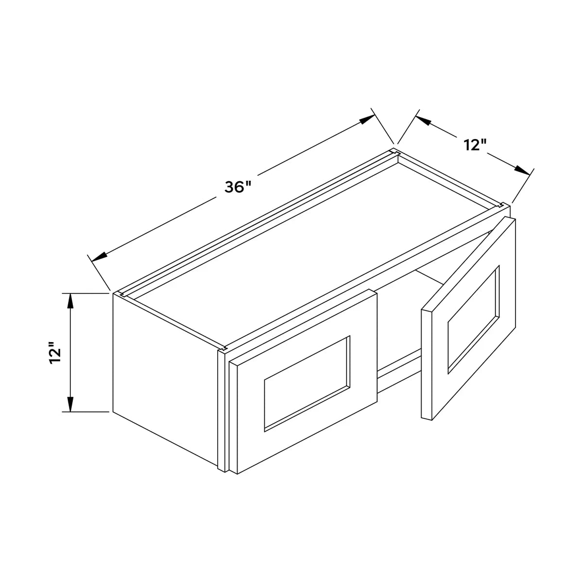 Craft Cabinetry Shaker White 36"W x 12"H Wall Cabinet Image Specifications