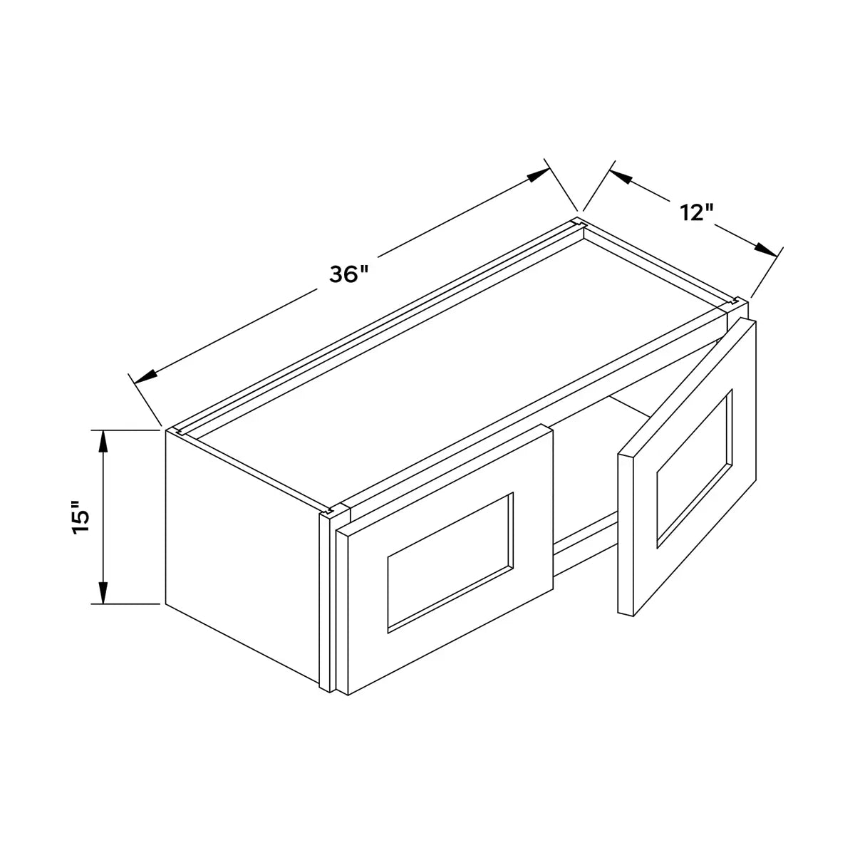 Craft Cabinetry Shaker White 36"W x 15"H Wall Cabinet Image Specifications