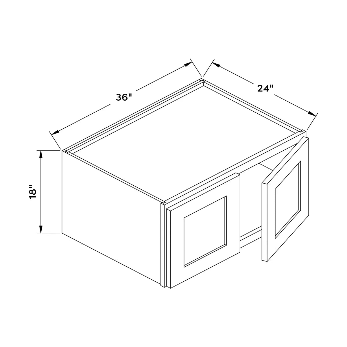 Craft Cabinetry Shaker White 36"W x 18"H 24" Depth Wall Cabinet Image Specifications