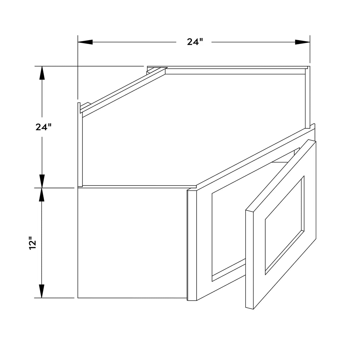 Craft Cabinetry Shaker White 24"W x 12"H Wall Diagonal Corner Cabinet Image Specifications