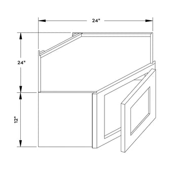 Craft Cabinetry Shaker White 24"W x 12"H Wall Diagonal Corner Cabinet Image Specifications