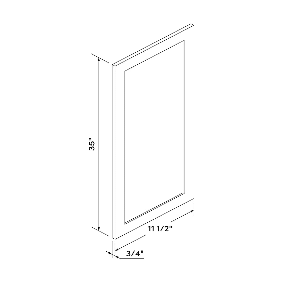 Craft Cabinetry Shaker White Decorative Dummy Door 12"W x 36"H Wall Image Specifications