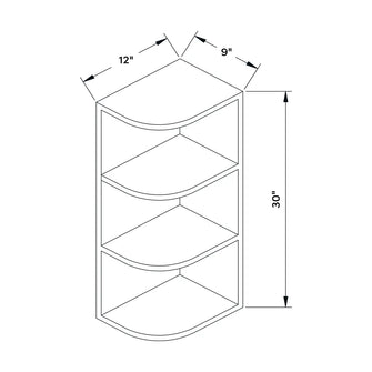 Craft Cabinetry Shaker Gray 9"W x 30"H Wall End Shelf Image Specifications