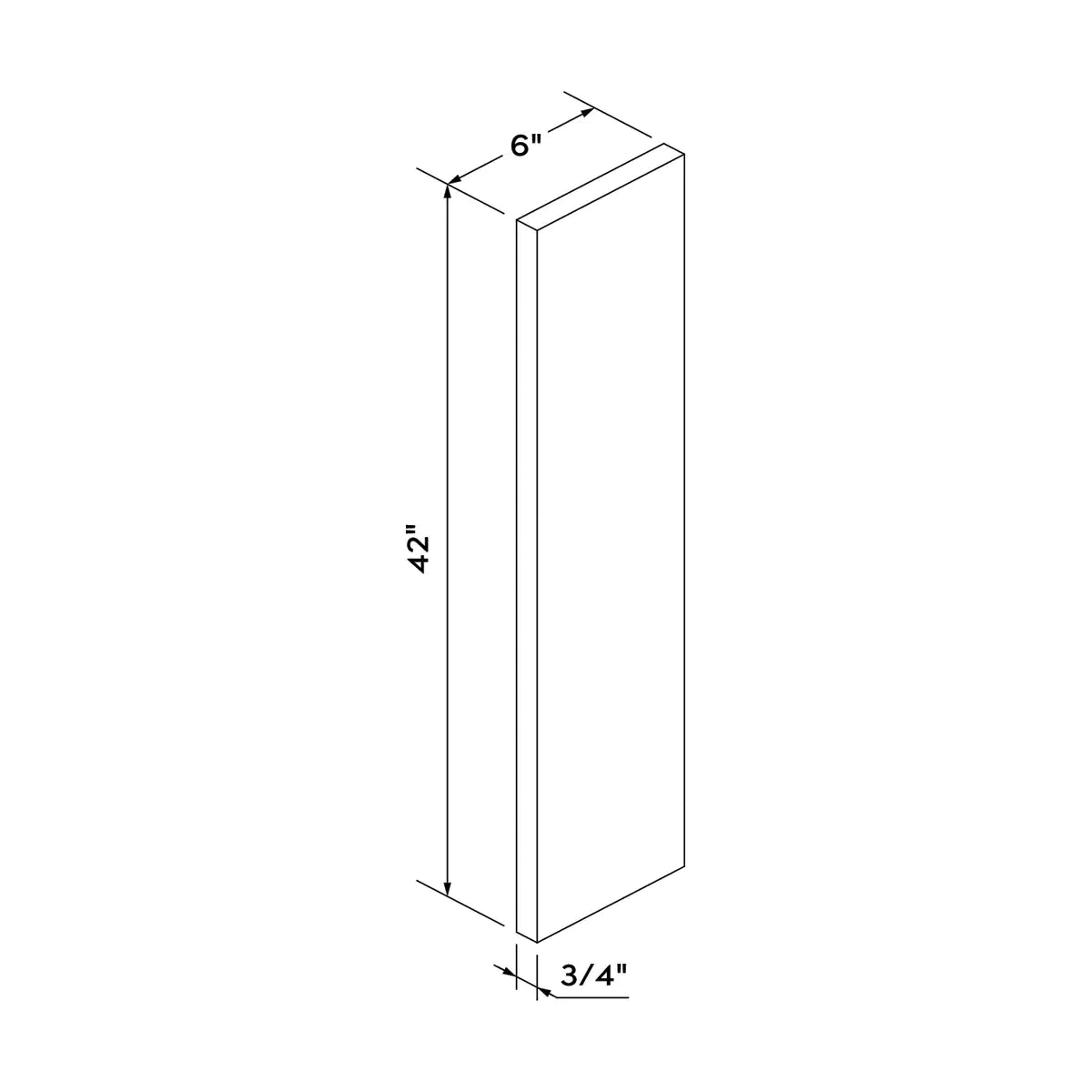 Craft Cabinetry Shaker Gray 6"W x 42"H Wall Filler Image Specifications