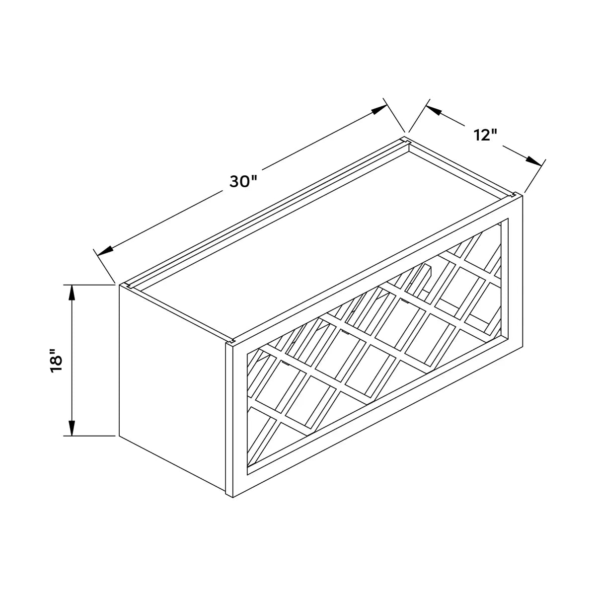 Craft Cabinetry Shaker Gray 30"W x 18"H Wine Rack Wall Cabinet Image Specifications